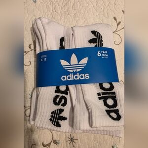 adidas Men's Black and White Crew Socks - 6 Pack